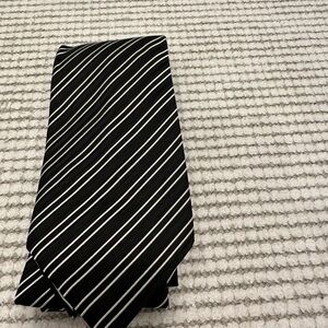 Charvet Black and White Diagonal Striped Silk Tie